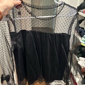 Banana Republic Black Sheer Polka Dot Blouse